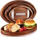 Geetery 3 Pcs Football Serving Trays and Platters Wooden Shaped Football Plates Soccer Serveware Tailgate Party Serving Platter for Game Party Decorations, 13'', 11'', 8.7''