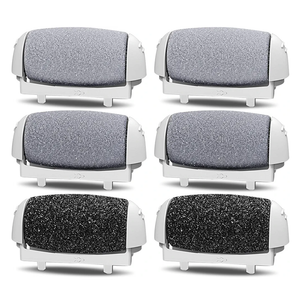 PRITECH Callus Removers 6 Pack Replacement Rollers Heads for Electric Feet File Pedicure Tools, 2 Extra Coarse, 2 Regular Coarse, 2 Fine Coarse Refill Rollers (1138-White/1138-Pink/1138-Black)