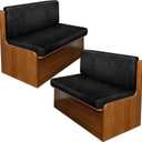 molasofa Leather Like RV Dinette Cushion Covers, RV Booth Seat Cover Stretchable Camper Cushion Couch Covers Washable Slipcovers for Camper Car Bench (2 Backrest & 2 Bench, Black)