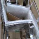 Benjara Nick Dining Chair Set of 2, Faux Leather, Foam Cushions, Silver Frame, White and Chrome