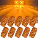 10Pcs 4'' Red Trailer Side Marker Lights Double Bullseye Strobe+High/Low Lighting Warning Turn Brake Tail Running RV Taillight 4x2 Tiger Eye 12V Rectangle Clearance Light for Camper,Trucks,Boat (Amber)