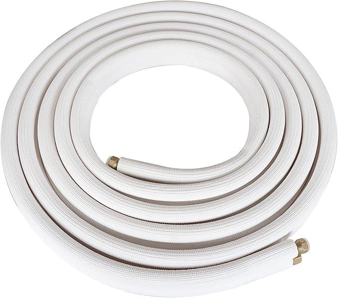 25 FT Air Conditioning Copper Hose Hose Extension, 5/8 and 3/8 Inch Thickened Insulation Cotton Fit for Mini Split Air Conditioner with Nuts
