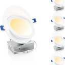 Ensenior 4 Pack 6 inch LED Eyeball Recessed Lighting, 360+90 Rotatable and 2700K-5000K Selectable, Dimmable Gimbal Recessed Lights, Canless Angled Adjustable Ceiling Downlight, 1300LM, 13W=115W-FCC
