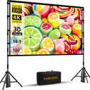 TOWOND Projector Screen with Stand, 100 inch Outdoor Projector Screen Portable Indoor Projection Screen 16:9 4K Rear Front Movie Screen with Carry Bag for Home Backyard Theater