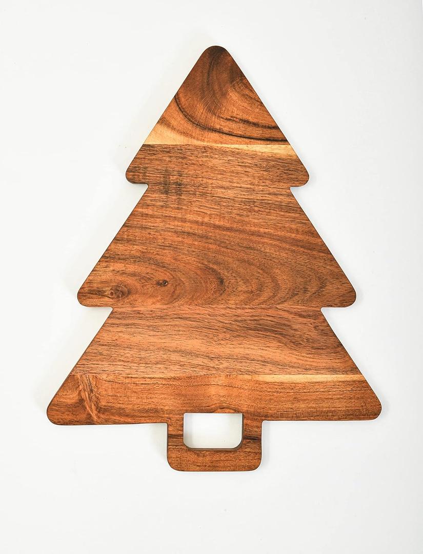 Christmas Tree Shaped Wood Cutting Board for Kitchen, Christmas Tree Wooden Serving Tray, Charcuterie Board