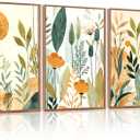 CHDITB Framed Boho Floral Botanical Wall Art Wildflower Poster 24”x36” x3
Large Green Orange Floral Prints, Modern Flowers Canvas Paintings, Minimalist Wildflower Picture For Hallway Office Decor