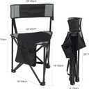 REDCAMP 2 Pack Tripod Camping Chairs Folding Lightweight, Portable 3 Legged Tripod Stool Seat with Backrest, Small Golf Chair Compact for Adults Fishing Hunting, Black