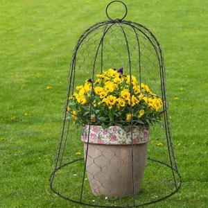 Coloch 1 Pack Garden Chicken Wire Cloche, 16x 13 Inches Black Dome Plant Protector Cover Strong Metal Garden Cloches Protecting Plants and Seedling from Animals