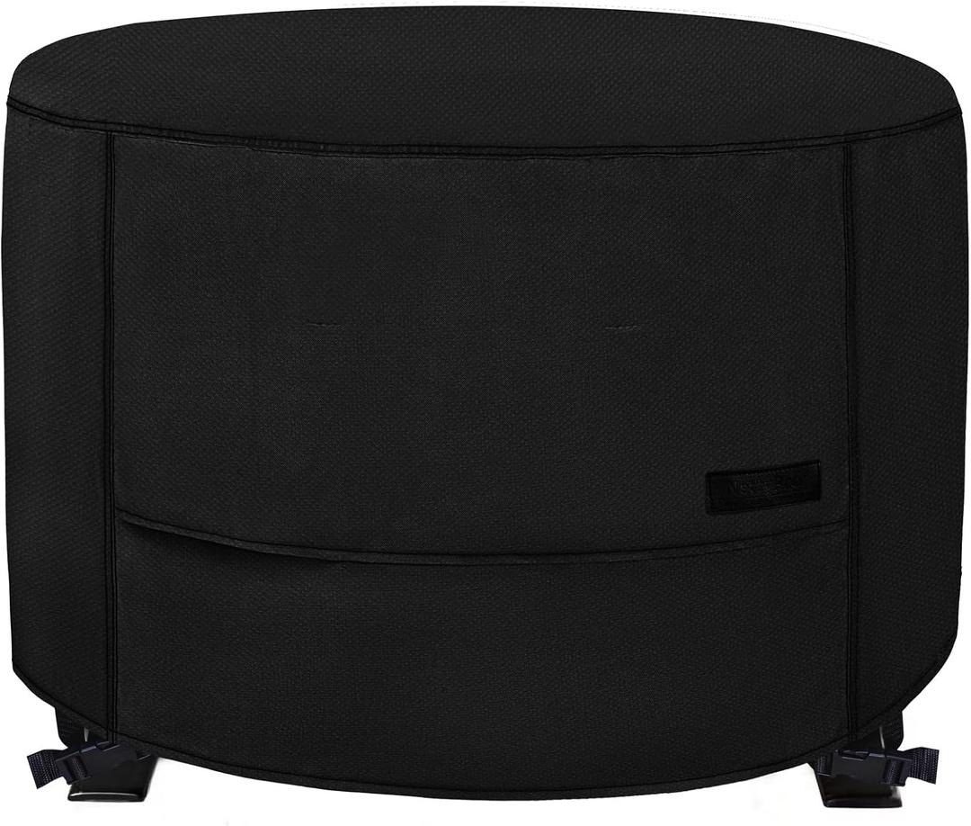 NettyPro Fire Pit Cover Round Waterproof Outdoor Firepit Cover for Gas Propane Fire Pit Table, 44 x 20 inch, Black