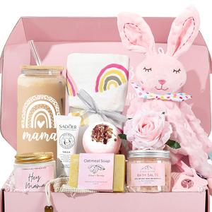 New Mom Gifts & Baby Girl Gifts, Baby Shower Gifts for Mom to Be, Pregnancy Gifts for Expecting Mom, First Time Mothers Day Gift for New Mom, Pregnancy Gifts for Women and Baby (Bunny Pink)