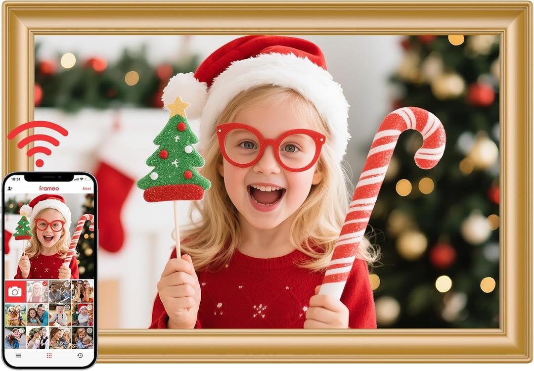 Frameo 10.1" WiFi Digital Picture Frame with 32GB Memory, 1280 x 800 IPS HD Touch Screen Electronic Photo Frame, Auto-Rotate, Slideshow, Wall Mountable, Share Photos/Video Remotely Anywhere