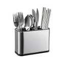 Molibest Silverware Organizer, Kitchen Utensil Holder for Counter, Stainless Steel Caddy with 4 Compartments Flatware Spoon Fork Tools Cutlery Holder Silverware Caddy for Utensil Holder（Silvery）