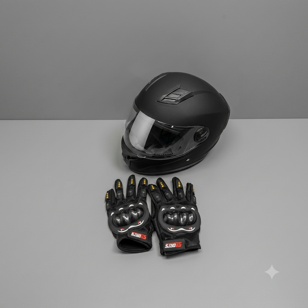 Full Face Motorbike Helmet for Men and Women, ISI DOT Certified, Clear Visor, Black, Size XL