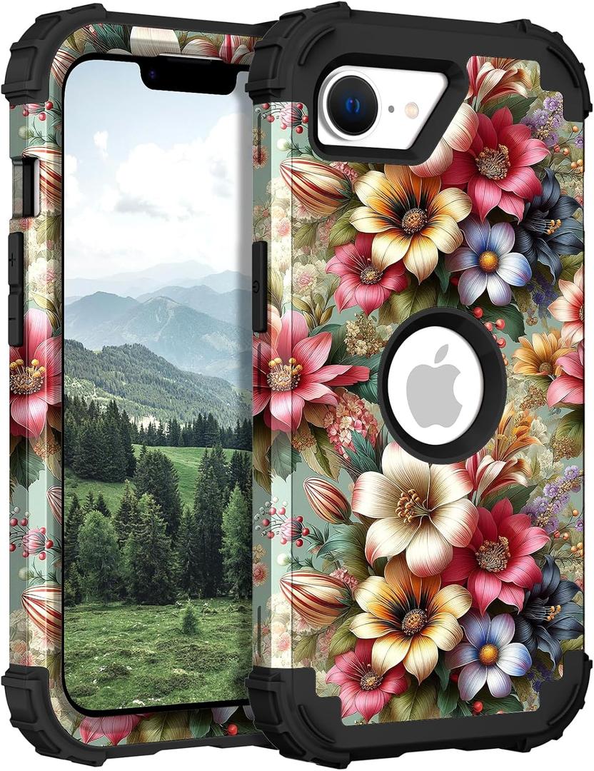 TEECOVER for iPhone 16e Case, Heavy-Duty Shockproof Full Protection Hard Plastic Bumper + Soft Silicone Rubber Protective Case for iPhone 16e - 6.1-Inch, Olive Green