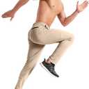 Men's Hiking Sweatpants Joggers Athletic Pants Stretch Workout Jogging Running Gym Traning Track Pants (Beige, M)