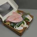 Ling's moment Fake Flowers Box, Faux Artificial Greenery Stems Foam Roses Anthurium Silk Lily Palm Fabic Flower for Centerpieces Bouquet Wedding Vase Floral Decorations, Sorbet Tropical, Mini Combo