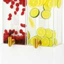1.25 Gallon Dual Acrylic Beverage Dispenser with Metal Stand Two-Drink Server with Ice Cores & Stainless Steel Spigots
