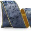 Dusty Blue Christmas Velvet Ribbon Wired (2.5"  15 Yards) - Christmas Ribbon for Christmas Tree Decoration/Gift Wrapping/Crafts Wreaths Supplies