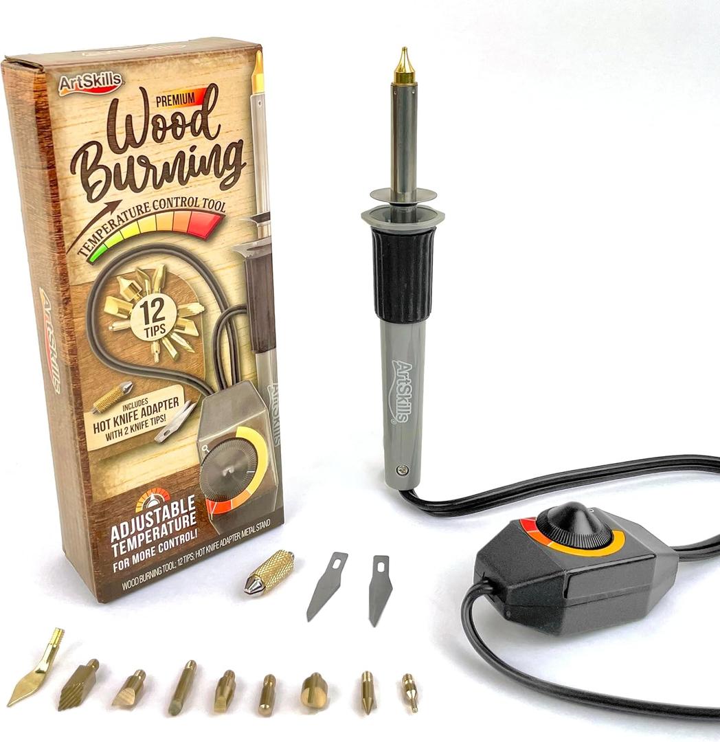 ArtSkills Wood Burning Tool Kit for Adults Teens & Beginners  16 Piece Complete Woodburning Kit with Adjustable Temperature Wood Burning Pen, 12 Tips, Hot Knife Adapter  Wood Engraver for DIY Crafts