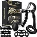 roygra Grip Strength Trainer (5 Pack), Forearm Strengthener Exerciser, Hand Strengthening Devices, Finger Strengthener, Workout Exercise Fitness Equipment, Baseball Climbing Calisthenics Basketball (Black)