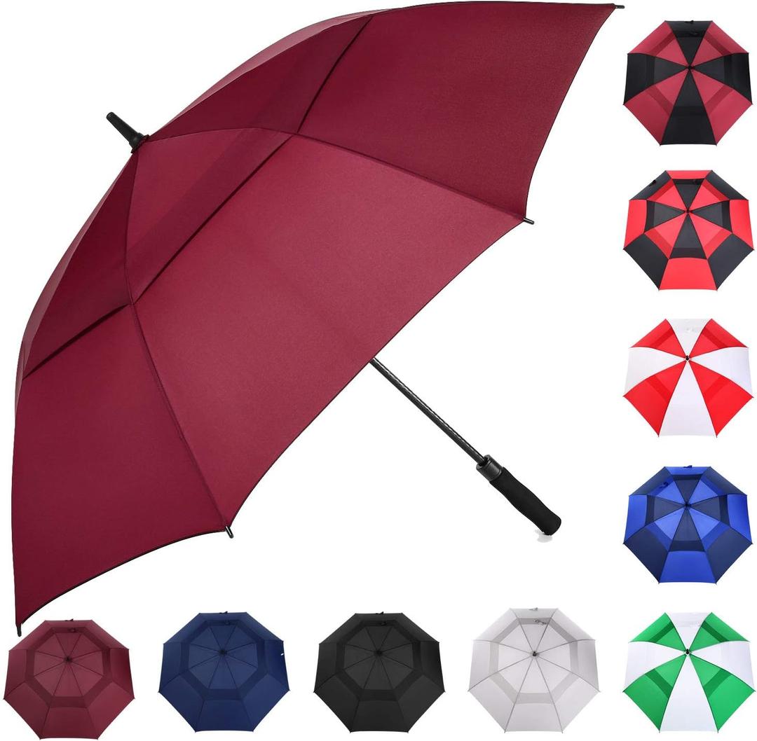 MRTLLOA Extra Large Golf Umbrella, 54/62/68/72 Inch Automatic Open, Oversize Double Canopy Vented Windproof Waterproof Sports Umbrellas for Rain