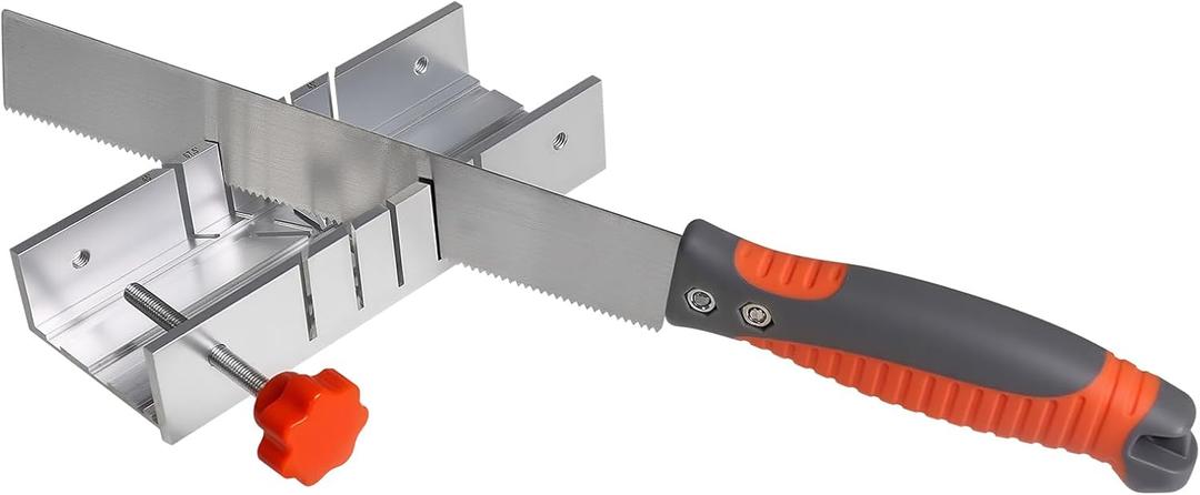 Metal Mitre Box & Saw Set(2*Blades),Precision Cuts for Trim and Molding (45,67.5,90)