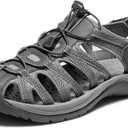 DREAM PAIRS Men's 160912-M-NEW Adventurous Summer Outdoor Sandals (7, Black/Dark/Grey)