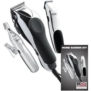 Wahl USA Clipper Home Barber Kit Electric Corded Clipper and Battery Touch Up Trimmer & Personal Groomer, 30 Piece Kit for Haircutting at Home – Model 79524-3001P
