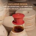 3 x [Valentine Gift] Ceramic Vietnamese Phin Filter by PHINOI - Pour Over Coffee Dripper 1-3 Cup Coffee Maker with Flower Design Reusable Coffee Filter for Manual Brewing, Travel Friendly (Red)