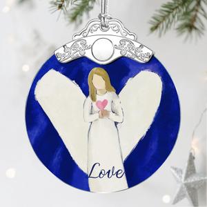 Stained Glass Ornament, Love Angel Christmas Ornaments, Christmas Decorations for Tree, Holiday Ornament, Holiday Party Gifts, Gift Ideas & Xmas Gift - Love Angel