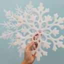 6pcs Large White Snowflakes Ornaments 12 Big Plastic Glitter Snowflake for Winter Indoor Outdoor Christmas Tree Window Room Decorations Giant Craft Snowflakes