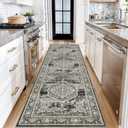 Hallway 3x10 Washable Runner Rugs: 10ft Long Carpet Runner for Bathroom Kitchen Bedroom Oriental Distressed Soft Floor (Black/Grey)