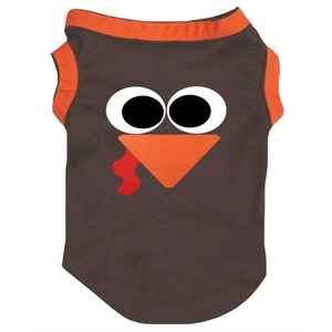 Petitebella Cute Turkey Face Puppy Dog Shirt (Brown/Orange, Medium)