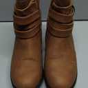 VJH confort Women's Mid Calf Boots,Round Toe Comfort Low Heel Slouchy Dress Booties with Buckle Strap Side Zipper (9, Camel)