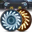7inch Round chrysanthemum petal Headlights White DRL Amber Turn Signal Compatible with 2007-2017 Wrangler JK JKU TJ LJ