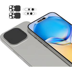 Privacy Cover Compatible for iPhone 14 Pro/14 Pro Max/15 Pro/15 Pro Max/16 Pro/16 Pro Max with Front Camera Cover, Face Recognition On/Off, Camera Lens Blocker Protect Security and Privacy-2Pack