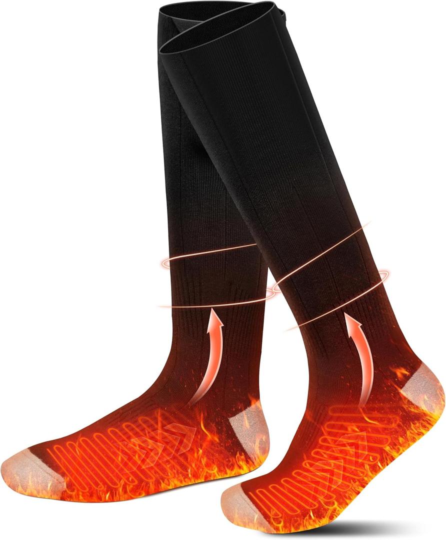 Heated Socks for Men Women, Electric Thermal Socks with DC3.5 Plug & 5V Input (Battery Not Included), Ideal for Hiking, Hunting, Skiing & Cold Weather Outdoor Gear