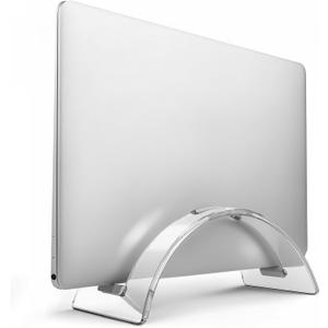 Acrylic Vertical Laptop Stand, Sleek Transparent Desktop Notebook Dock, Space-Saving Docking Stand for MacBook, Surface, HP, Dell and More