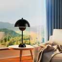 COSYLUX Modern Small Table Lamp for Bedroom, Cute Dome Shade Reflecting Light Reading Lamp for Living Room, Kid's Room, Study, Office, Beside Bedside Nightstand Desk Lamp(Bright Black)