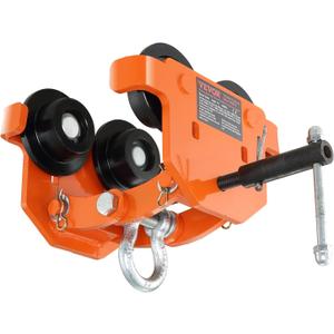 VEVOR Manual Trolley, 4400 lbs/2 Ton Load Capacity, Push Beam Trolley with Dual Wheels, Adjustable for I-Beam Flange Width 2.8" to 6.7", Heavy Duty Alloy Steel Garage Hoist for Straight Curved I Beam