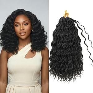 Pre looped Ocean Wave Crochet Hair 8 Packs 12 Inch Ombre Auburn Blonde Synthetic Pre Twisted Ocean Braids Hair Boho Deep Wave Short Curly Crochet Hair for Black Women (12 Inch, T1B/30/27#)