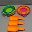 JOYIN 3 Packs Foldable Pail Bucket with Shovels & Mesh Bag, Collapsible Buckets Multi Purpose for Beach, Camping Gear, Beach Party, Fishing, and Fun Summer Activities (Yellow/Blue/Green)