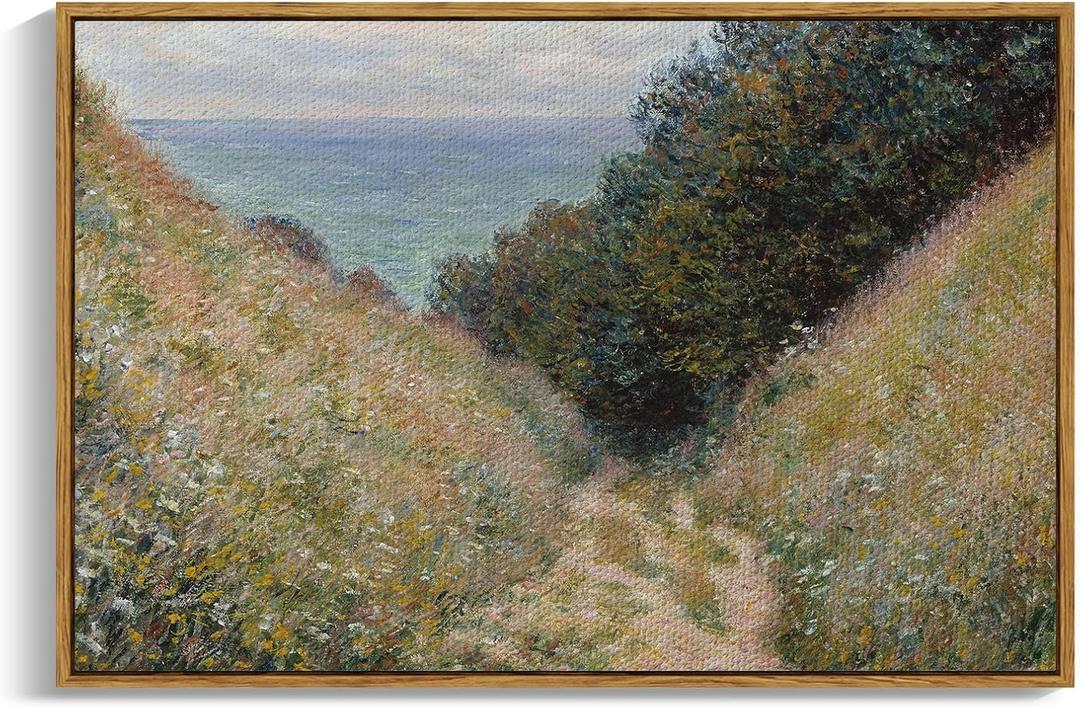 ARPEOTCY Large Framed Canvas Wall Art, 2436 Inch, Vintage Monet Landscape Prints for Wall Decor, Large Hanging Rustic Farmhous Art for Bedroom, Living Room, Dining Room, Office (Retro Scenery)