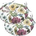Bistro Chair Cushions 15 inch,Set of 2,Tufted Round Chair Cushions with Ties,15"x15"x4",Water Resistant Round Seat Cushion for Barstool Chairs,Patio Garden Kitchen Outdoor Furniture(Butterfly Flower)
