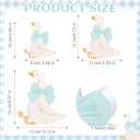 Lineshading 3 Pcs Silly Goose Birthday Party Decoration Blue Bow Wooden Silly Goose Decor Funny Table Centerpiece Gift for Party Favor Desk Tiered Tray, 5.9/4.7/3.9 Inch