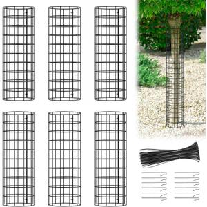 Keten Tree Trunk Protector, 6 Pack Plant Guard Protectors with Zip Ties & Metal Stakes, Garden Protection Wrap Cage for Damaged Bark Protector for Preventing Tree Trunk from Deer, Trimmers, Mower (5.3"Dia x 16.5"H)