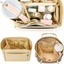 Tote Bag Organizer Insert with Stanley Cup Holder and Zipper Bag, Compatible with Neverfull, Saint Louis and More, 9 Pockets (Beige, Large)