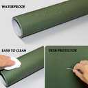 Double-Sided Leather PU Large Mouse pad, Computer Desk pad Non-Slip, Waterproof, Easy to Clean, Suitable for Office and Home Office Writing (Dark Green and Silver Gray, 31.515.7 Inches)