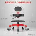 Rolling Shop Stool with Backrest, Garage Mechanic Stool for Workshop