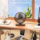 SWEETFULL 6.5 Inch USB Small Desk Fan, 3 Speeds Quiet Portable Desktop Table Fan, 360 Adjustment Personal Mini Fan for Home Office Car Outdoor Travel (Black wood grain)